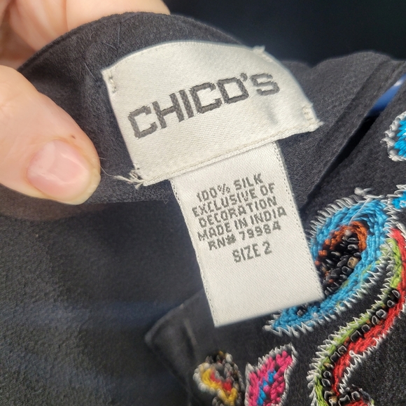 Vintage Embroidered Silk Tunic - Picture 7 of 7